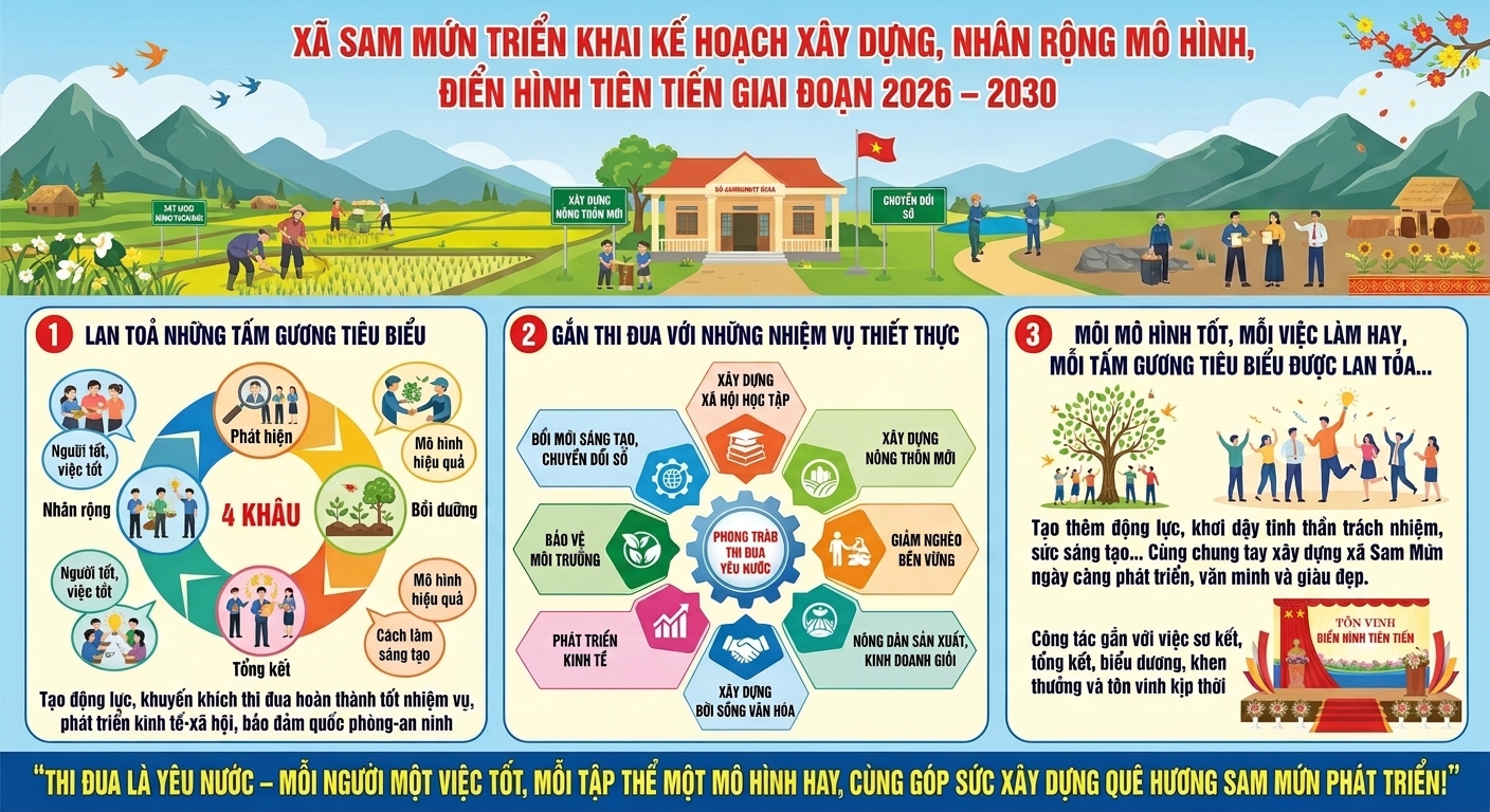 Xã Sam Mứn triển khai kế hoạch xây dựng, nhân rộng mô hình, điển hình tiên tiến giai đoạn 2026 – 2030