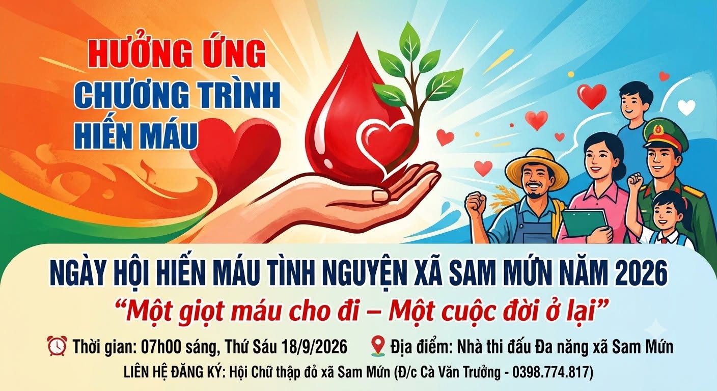 UBND xã Sam Mứn hưởng ứng chương trình hiến máu tình nguyện năm 2026