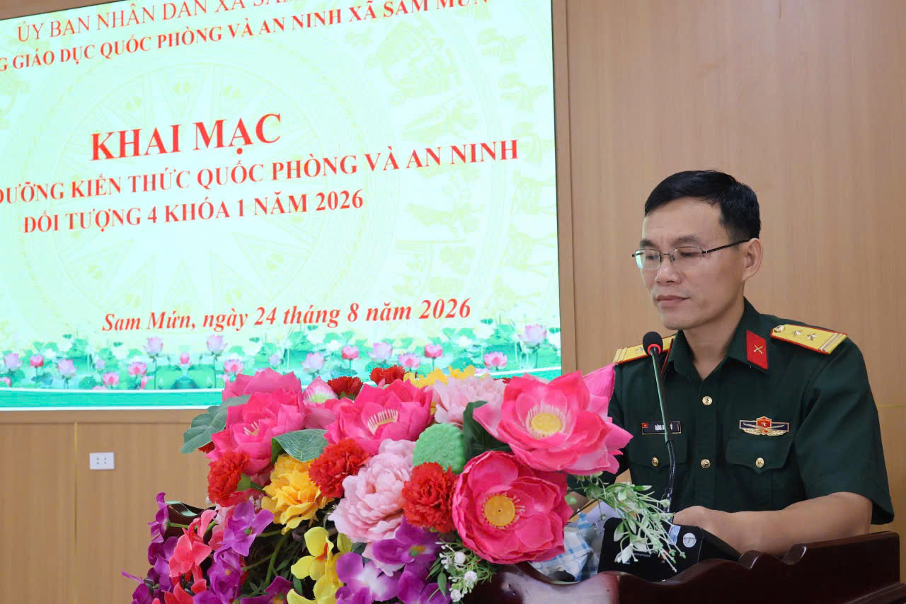 Sam Mứn: Khai mạc lớp Bồi dưỡng kiến thức Quốc phòng và An ninh cho cán bộ đối tượng 4 năm 2026