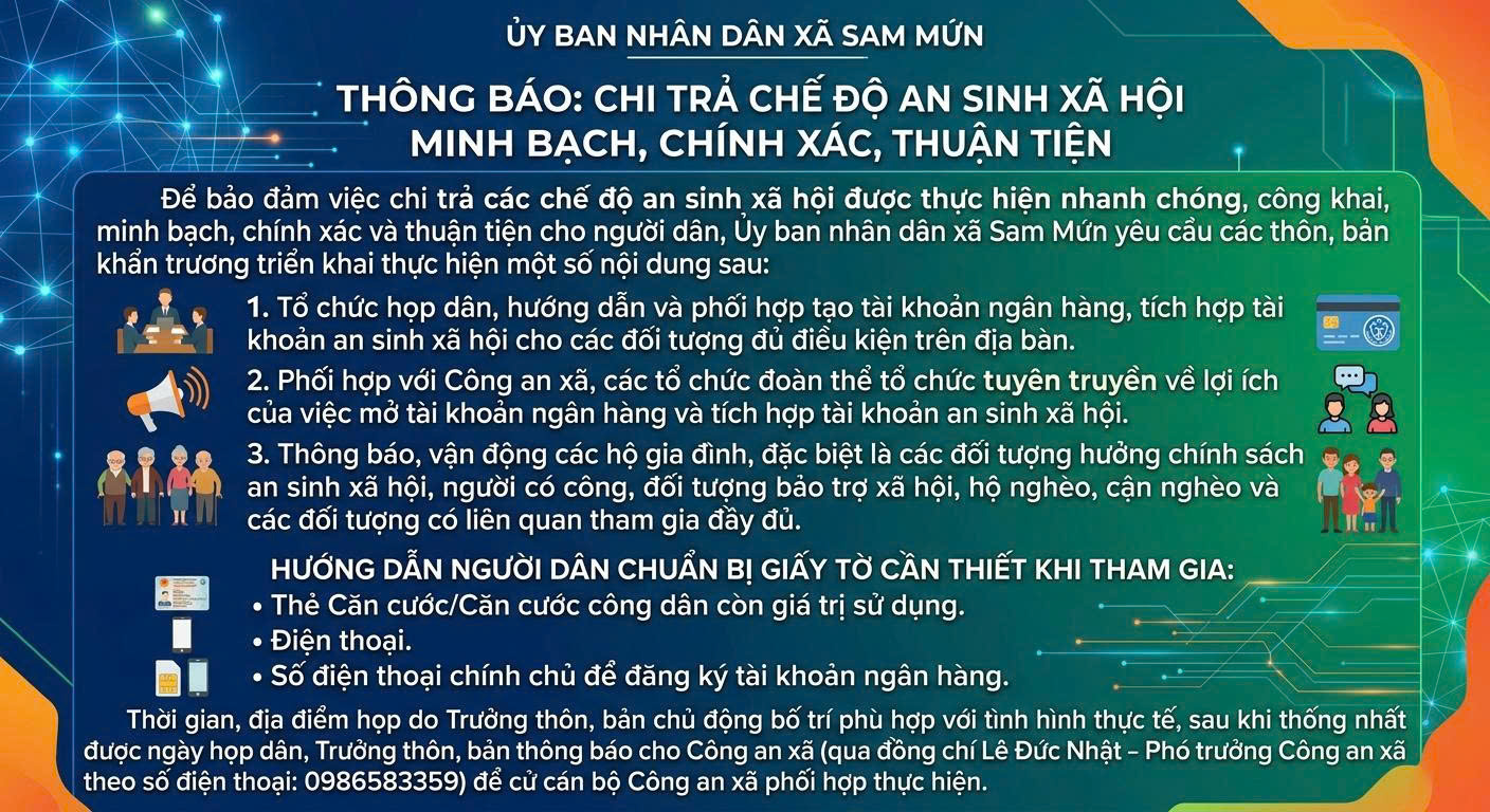Tạo tài khoản ngân hàng và tích hợp tài khoản an sinh xã hội