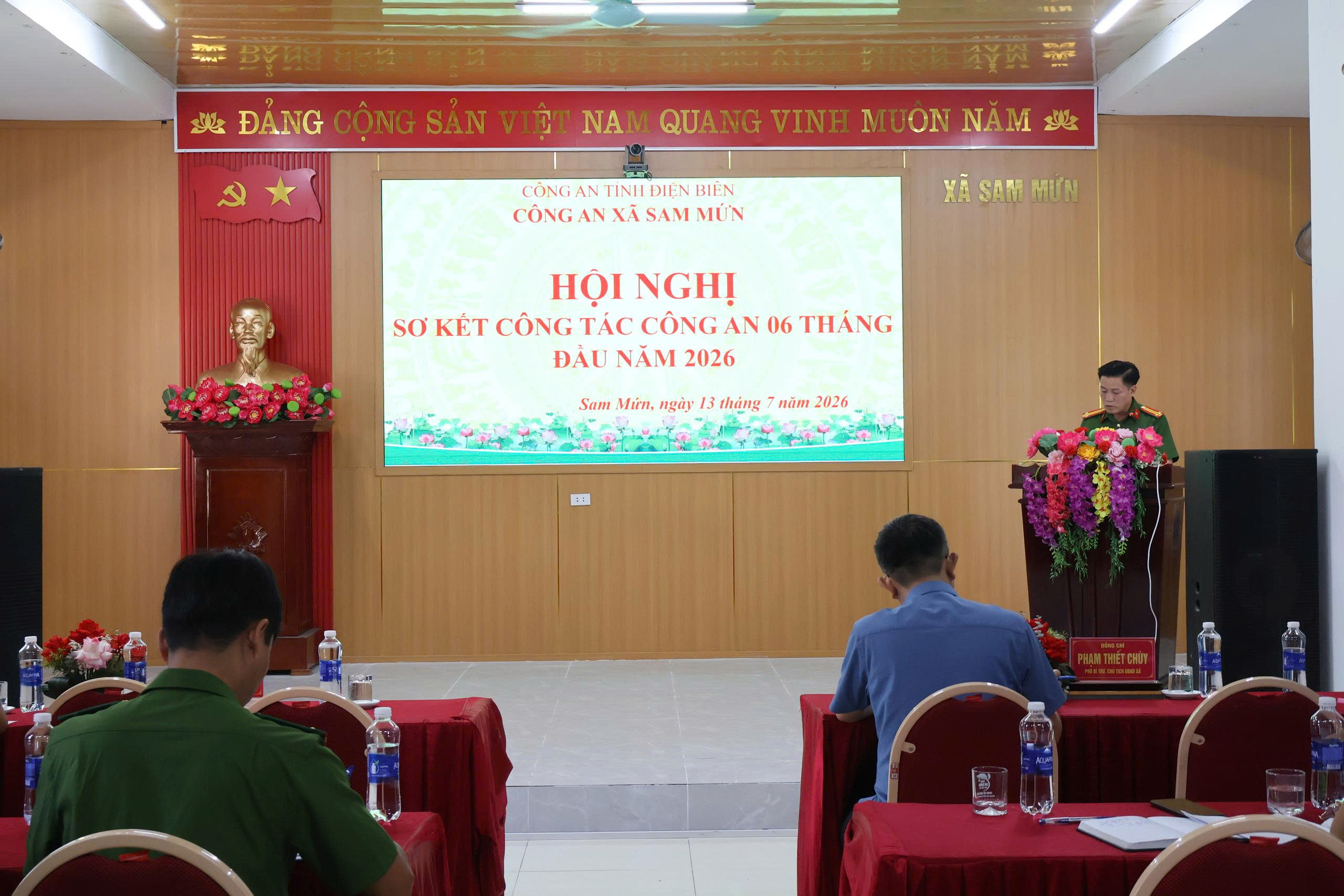 Công an xã Sam Mứn tổ chức sơ kết 6 tháng đầu năm,  triển khai nhiệm vụ 6 tháng cuối năm 2026