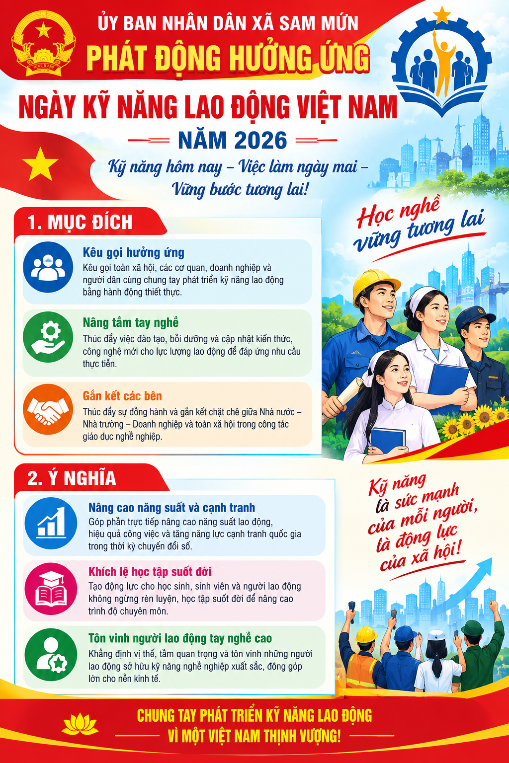 UBND xã Sam Mứn phát động hưởng ứng Ngày Kỹ năng lao động Việt Nam (4/10/2026)